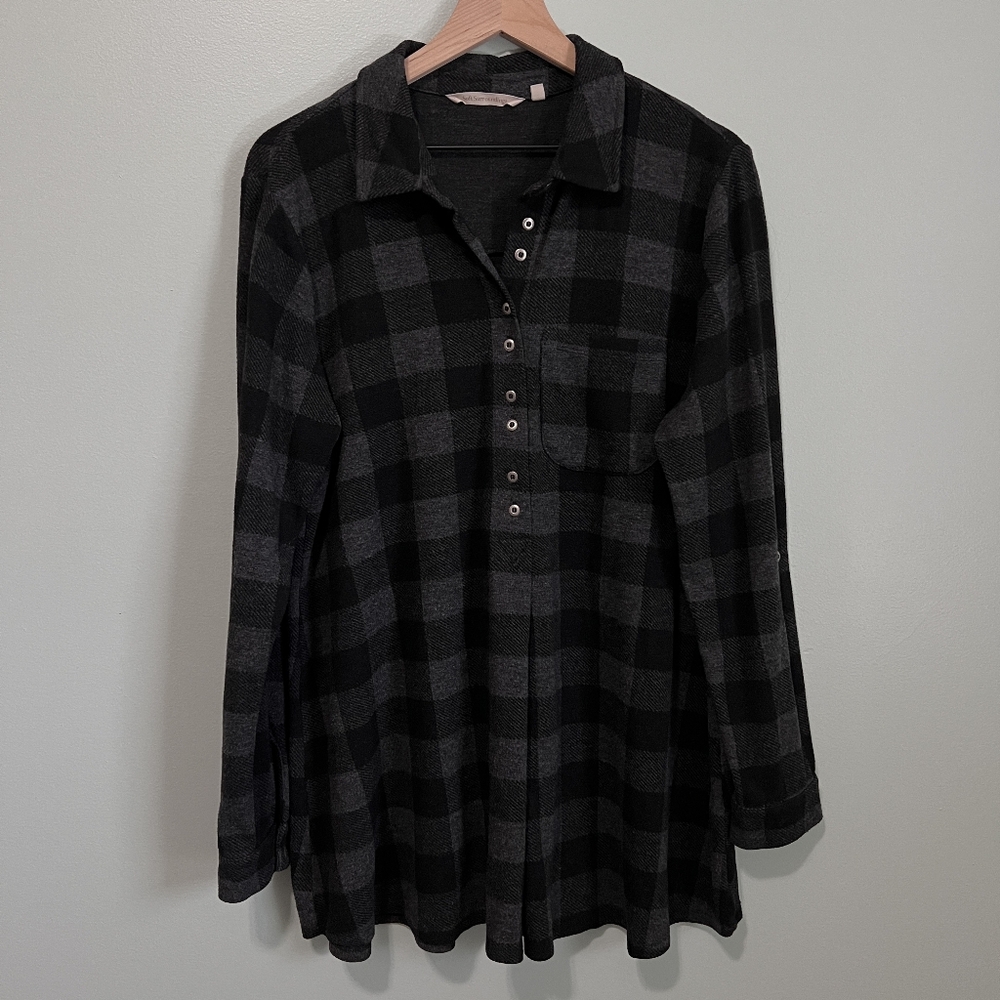 Soft Surroundings Women's Mad About Plaid Tunic, Size XL, Black Plaid